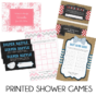 Personalized and printed baby shower games